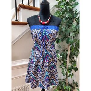 Lara Ethnics Women's Multicolor Sleeveless Off The Shoulder Knee Length Dress M